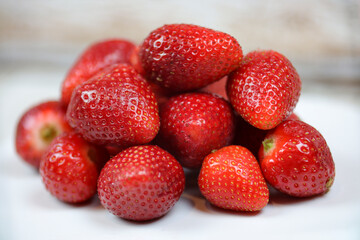 strawberries on a wooden table