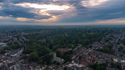 An aerial view of Christchurch Park in Ipswich, UK