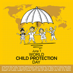 World Child Protection Day, june 1, poster and banner
