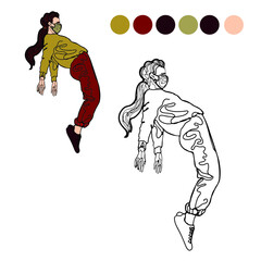 Obraz premium Isolated vector illustration of a cute girl. Young woman as a print, blank for designers, logo, label, sticker