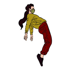 Isolated vector illustration of a cute girl. Young woman as a print, blank for designers, logo, label, sticker