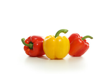 Three bell peppers isolated on white background