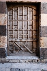 wooden door in old city of damascus