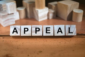 Appeal Word Written In Wooden Cube