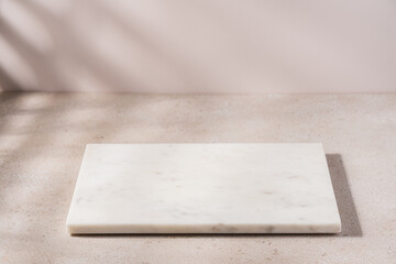 Natural marble tray podium. Minimal modern product display, scene stage showcase for cosmetic...