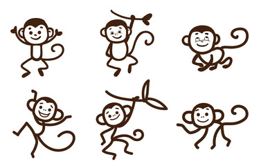 Obraz na płótnie Canvas Monkey doodle. Simple animal drawings.