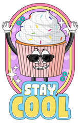 Cupcake comic style with word expression