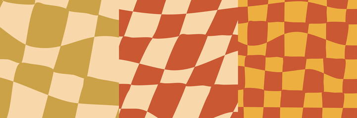 Retro checkerboard background for print design. Geometric background. Psychedelic retro checkerboard. Abstract vector pattern. Psychedelic wallpaper. Optical pattern. Abstract texture.