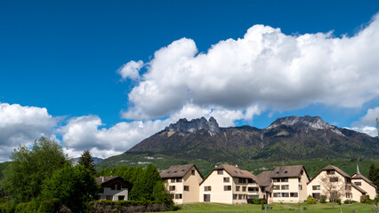 Fototapeta na wymiar view of Dent de Lanfon mountain, annecy, France