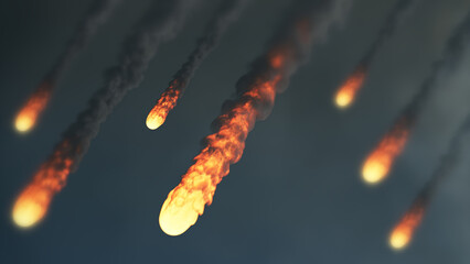 3d Rendering of a meteor shower burning up in the earth's atmosphere © Suliman Razvan
