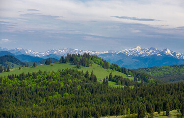 Fototapeta na wymiar Landscape with Rodna mountains seen from Tihuta pass