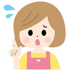 困り顔のお母さん　困る　ベクターイラスト　単品