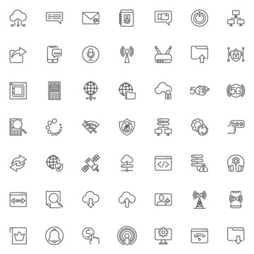 Network and communication line icons set