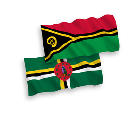 Flags of Dominica and Republic of Vanuatu on a white background