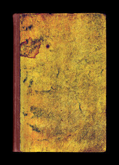old dirty book cover mockup isolated on black
