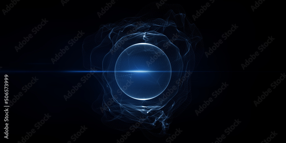 Poster sphere made of neon dots. global network connection. globe grid. worldwide communication. futuristic