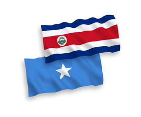 Flags of Republic of Costa Rica and Somalia on a white background