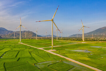 Landscape with Turbine Green Energy Electricity, Windmill for electric power production, Wind...