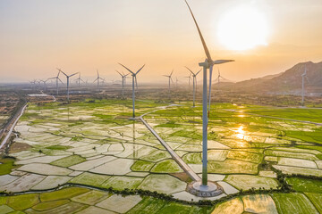 Landscape with Turbine Green Energy Electricity, Windmill for electric power production, Wind...