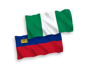 Flags of Liechtenstein and Nigeria on a white background