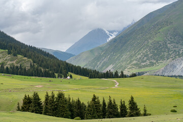 Typical view of kyrgyzstan country side