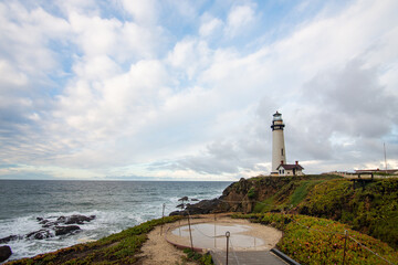 The Pacific Ocean and Pigeon Point Lighthouse, Pacific Coast Highway, California