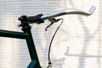 close up bar bull horn of fixed gear bike, old vintage bicycle