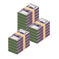 Tanzanian Shilling Vector Illustration. Tanzania money set bundle banknotes. Paper money 5000 TSH. Flat style. Isolated on white background. Simple minimal design.