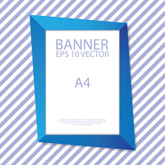 Frame a blue, A4 size photo on a white background.white space