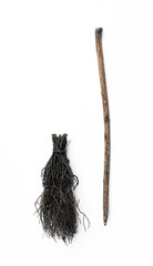 witches black broom isolated on white background