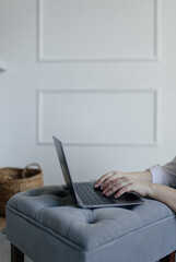 Fototapeta premium person working on laptop