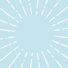 Obraz premium ペンで書いたような手書きのサンバーストのシンプルな水色の背景
