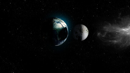 Obraz na płótnie Canvas 3d rendering,The moon orbits close to planet earth, 3d illustration