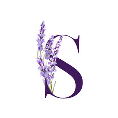 Lavender Alphabet S, Wedding Monogram Logo Design