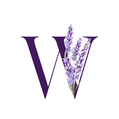 Lavender Alphabet W, Wedding Monogram Logo Design