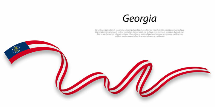 Waving ribbon or stripe with flag of Georgia