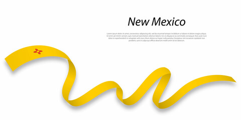 Waving ribbon or stripe with flag of New Mexico