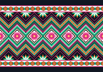 Ethnic abstract geometric flower pattern Design for background, carpet, clothing, wrapping, fabric, cover, textile