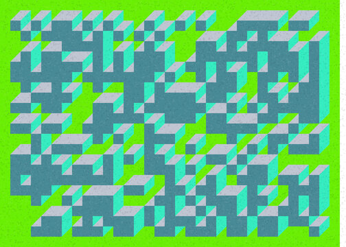 Implementation of Edward Zajec&rsquo;s &ldquo;Il Cubo&rdquo; from 1971. Essentially a Truchet tile set of 8 tiles and rules for placement art illustration