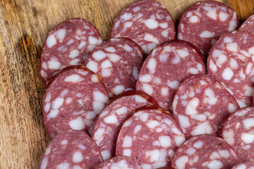 sliced pork sausage with the addition of lard