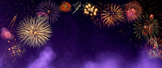 Fireworks with Abstract bokeh background