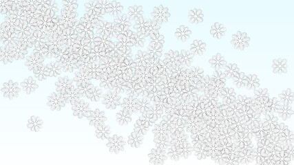 Christmas  Vector Background with Falling Snowflakes. Isolated on Red Background. Realistic Snow Sparkle Pattern. Snowfall Overlay Print. Winter Sky. Papercut Snowflakes.