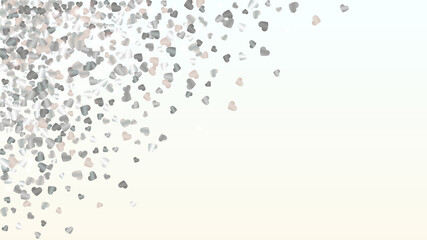 Realistic Background with Confetti of Hearts Glitter Particles. St. Valentine Day. Celebration pattern. Light Spots. Explosion of Confetti. Glitter Vector Illustration. Design for Banner.