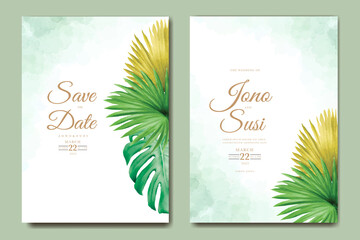 Tropical Leaves Wedding Invitation Card