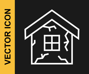 White line House icon isolated on black background. Insurance concept. Security, safety, protection, protect concept. Vector