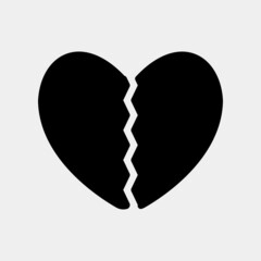 Broken heart icon in solid style, use for website mobile app presentation