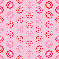 Seamless pattern with colorful gears and pink background