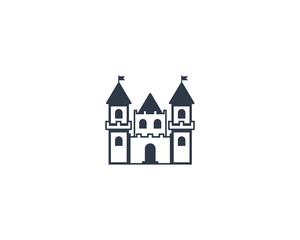 Castle vector flat emoticon. Isolated Turrets illustration. European Castle icon