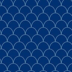 Fototapeta premium Seamless vector geometric pattern in Japanese style. Modern illustrations of blue linear art for wallpaper, flyers, covers, banners, minimalistic decorations, backgrounds.
