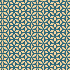 Seamless decorative golden pattern on an emerald background, floral ornament in Japanese style. Modern linear art illustrations for wallpapers, flyers, covers, banners, backgrounds
